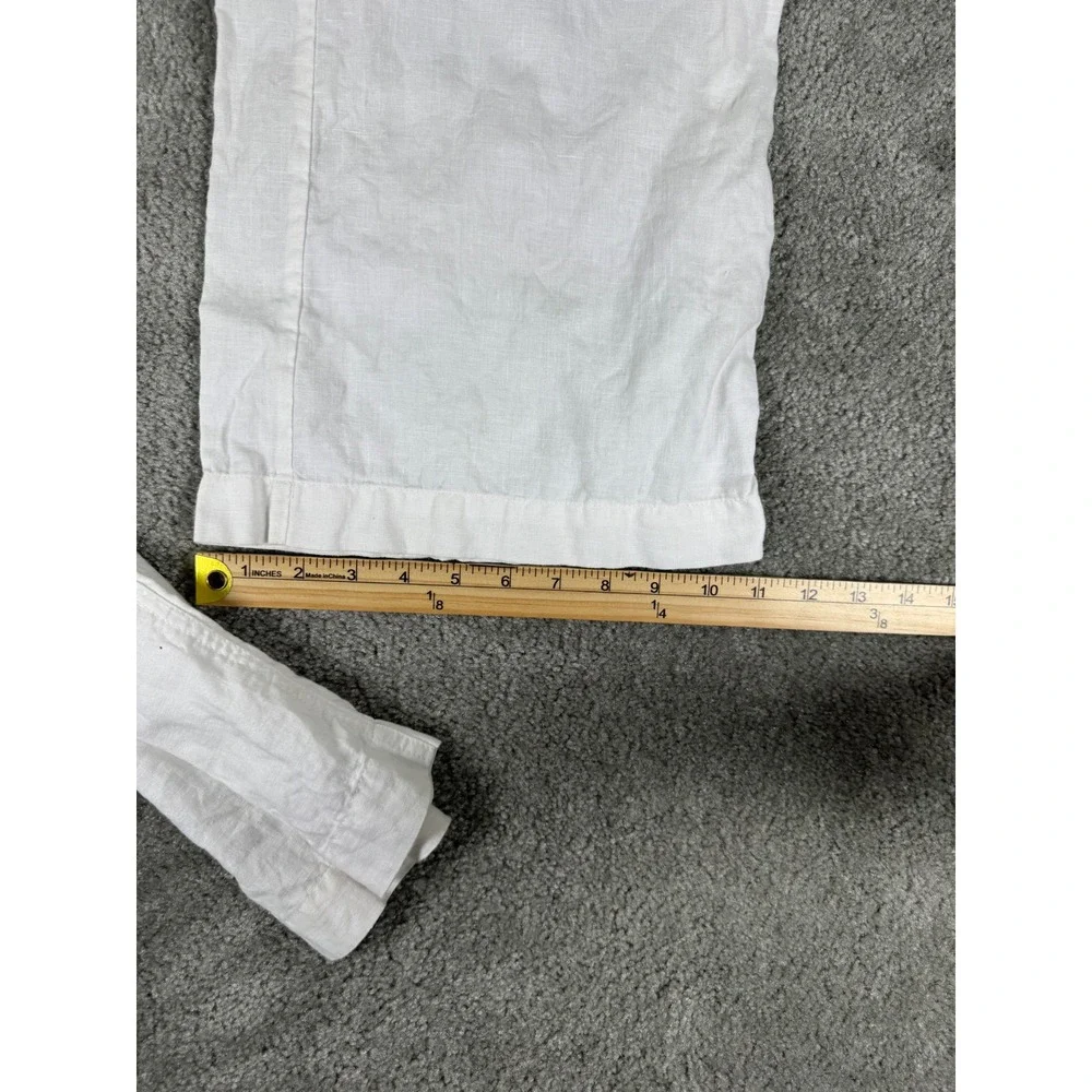 Banana Republic Womens White 100% Linen Wide Leg Drawstring Pants Size 6